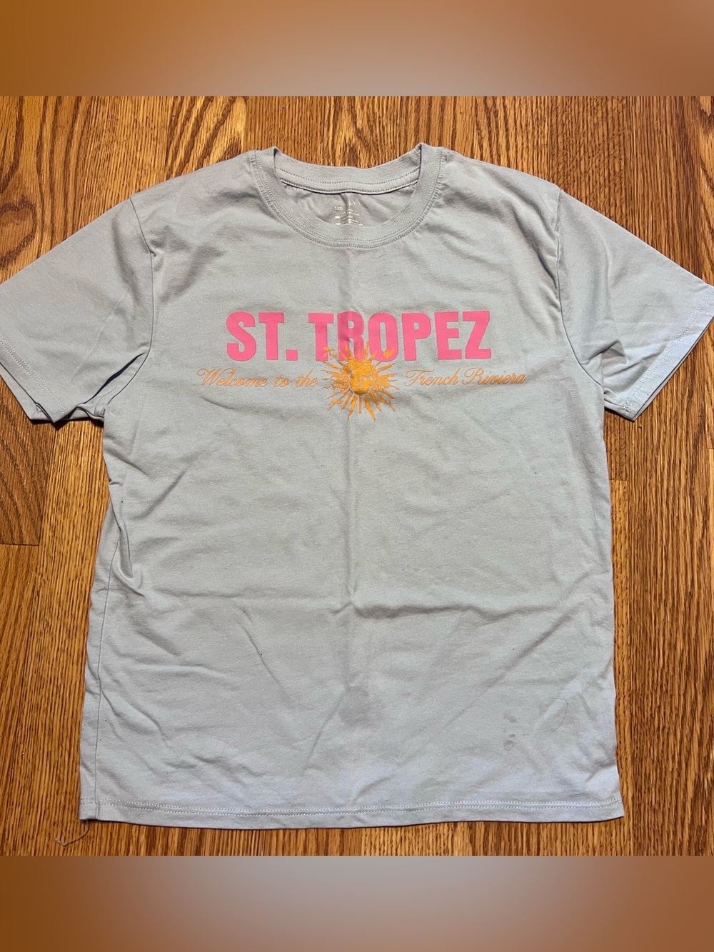 St. Tropez Graphic Crewneck T-Shirt - Light Blue girls small (6/7)